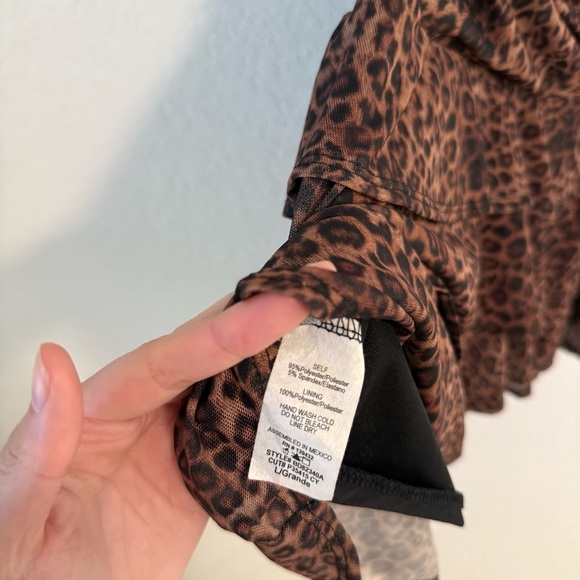 Strapless Leopard Print Ruffled Mini Dress - Picture 4 of 6